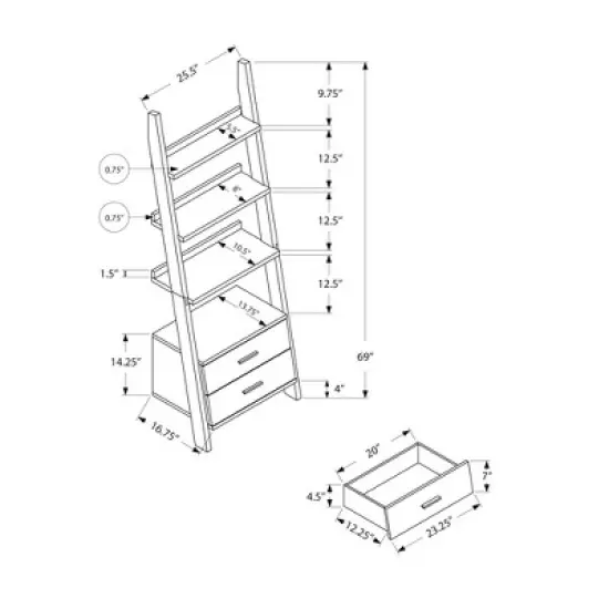 69" Ladder Bookcase with Drawers - EveryRoom image {3}