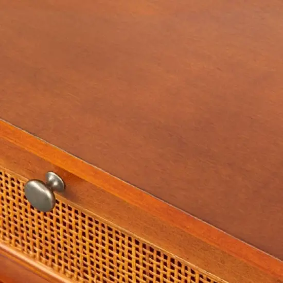 Allen Desk with Faux Rattan Front Accents Walnut - angelo:HOME image {8}
