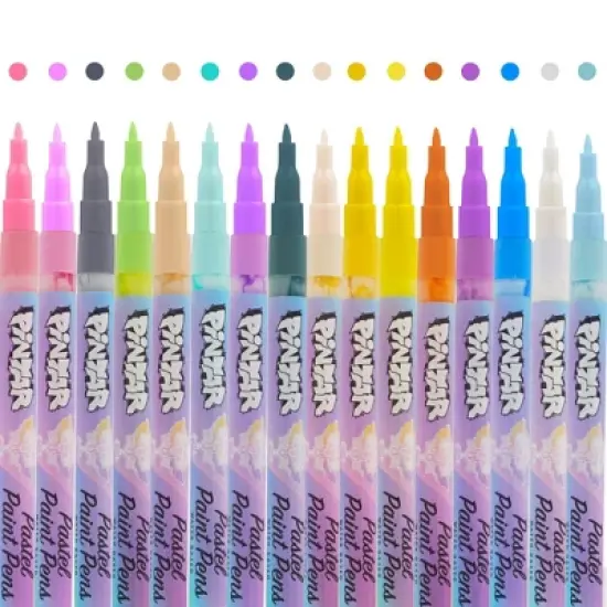 Pintar Acrylic Pastel Paint Pens - 0.7mm Ultra Fine Tips, 16 Vibrant, Glossy, Water-based Acrylic Paint Pens, Rocks, Glass, Ceramic, Plastic & Canvas image {9}