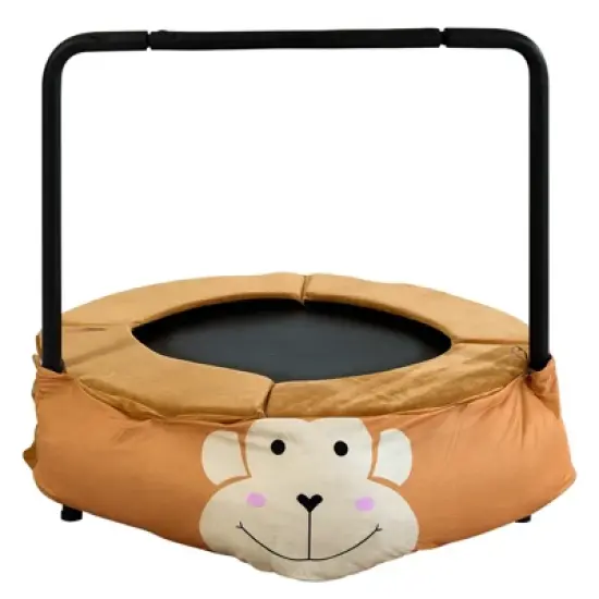 DSVIMOY Trampoline, 36" Monkey Foldable Kids Trampoline with Handle, Round Bouncer, Easy to Move, Yellow, 36"*36"*31" image {4}