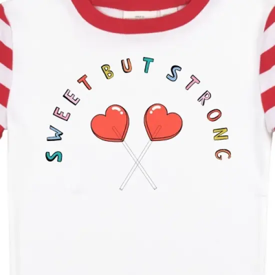 Sweet But Strong Youth Girls Red & White Striped Short Sleeve Shirt & Sleep Pants Set image {2}
