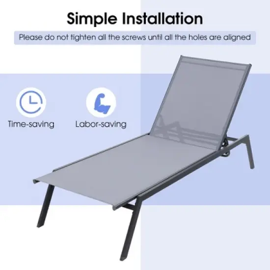 Costway Patio Lounge Chair Chaise Recliner 6-Position Adjustable Back Garden Poolside image {5}