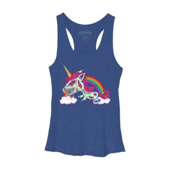 Women's Design By Humans Zombie Rainbow Unicorn By Dzuu Racerback Tank Top image {3}