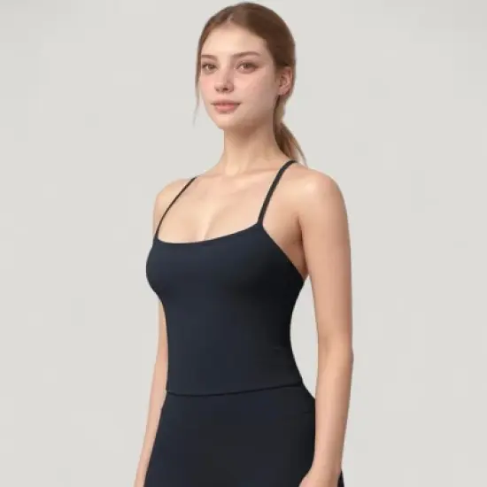 Anna-Kaci Active Women's Strappy Back Slim Fit Athletic Tank Top with Built-In Shelf Bra image {2}