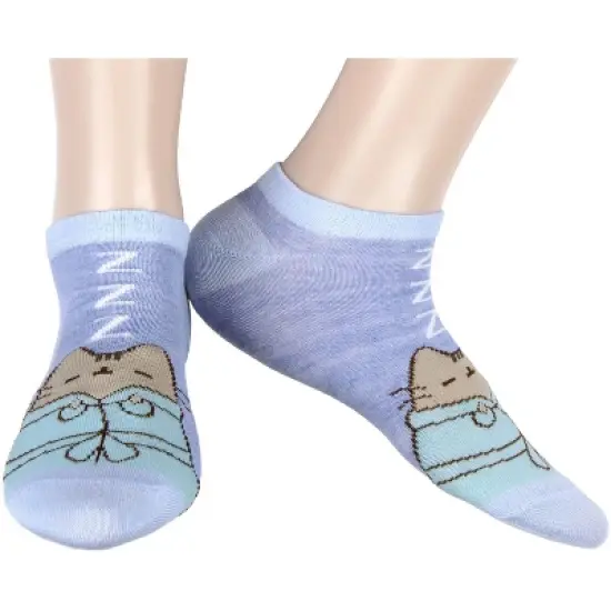 Pusheen The Cat So Relaxed No Show Ankle Socks Size 5-9 - 3 Pair Blue image {3}