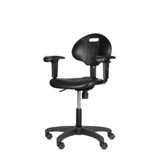 16"-21" Adjustable Height Polyurethane Task Office Chair with Arms Black- Hampden Furnishings image {13}