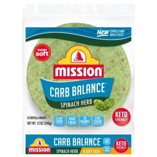 Mission Taco Size Soft Carb Balance Spinach & Herb Flour Tortillas - 12oz/8ct image {9}