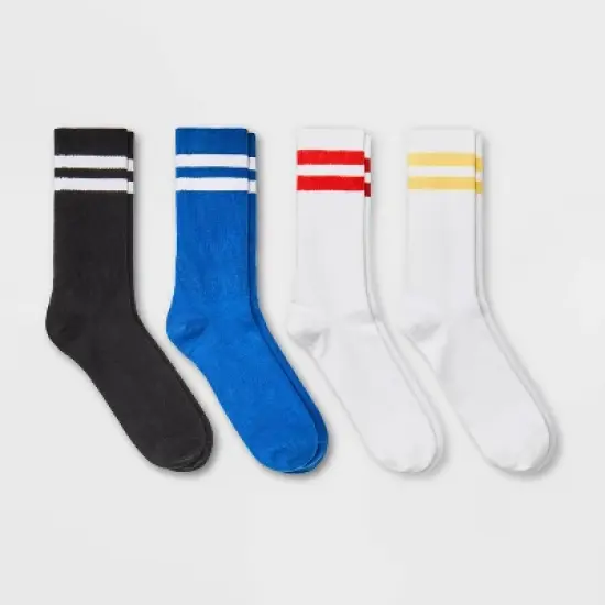 Men's Striped Varsity Crew Socks 4pk - Original Use&trade; 6-12 image {4}