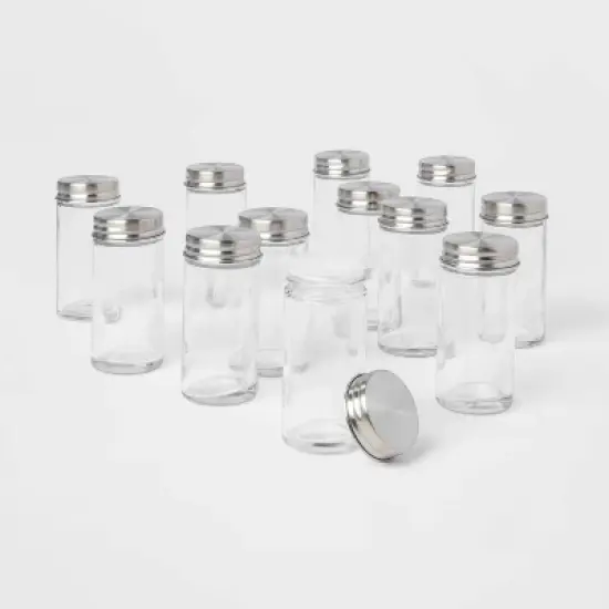 2oz 12pk Round Spice Jar Set - Threshold&trade;: Glass Condiment Servers, Hand Wash, Traditional Style, Clear, 2.7 Volume Capacity image {3}