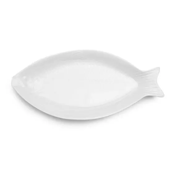 Q Home | White 23" x 11" Melamine Fish Serving Platter image {1}