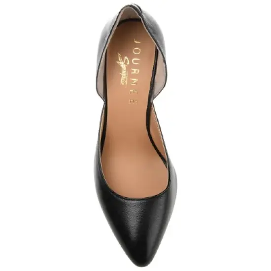 Journee Signature Womens Genuine Leather Jillian D'Orsay High Block Heel Almond Toe Pumps image {3}