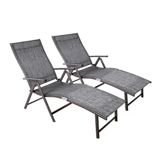 2pc Outdoor Aluminum Adjustable Chaise Lounges - Crestlive Products image {11}