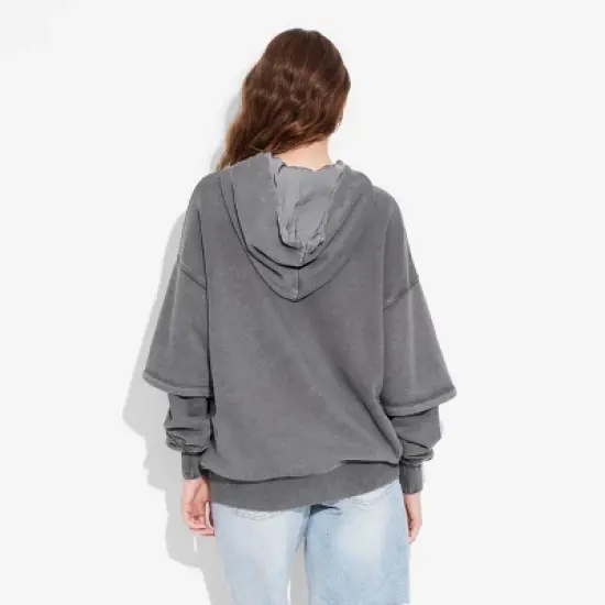 Women's Layered Sleeve Hooded Sweatshirt - Wild Fable&trade; image {2}