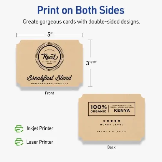 Avery Kraft Brown Postcards, 3-1/2" x 5" Rectangle Scalloped Edge image {5}