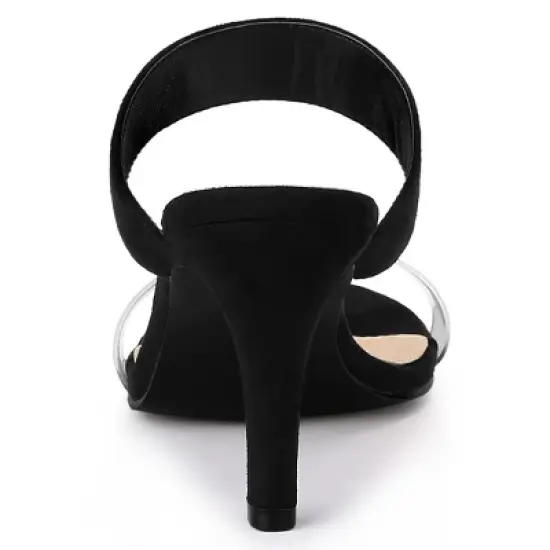 Allegra K Women's Clear Strap Stiletto Heel Slides Sandals image {3}