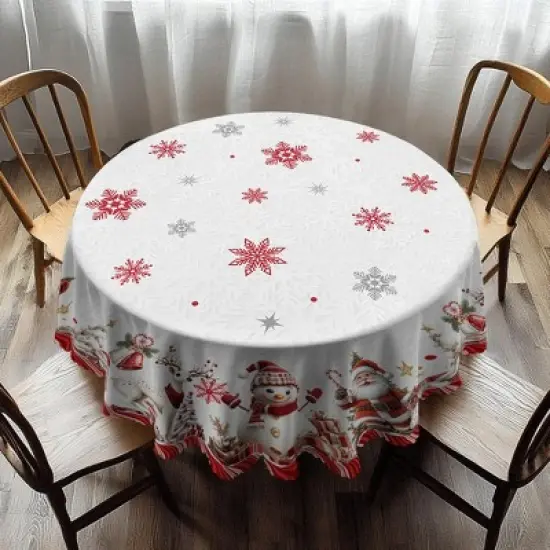LOVEVOOK Christmas Tablecloth, Snowman Tablecloth, Snowflake Table Cloths Stain Resistant Dining Table Cover for Holiday Decor image {6}