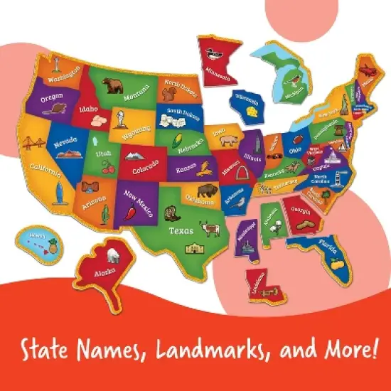Learning Resources Magnetic U.S. Map Puzzle - 44pc: Educational Teaching Aid, Preschool-Kindergarten Grade, 44 Pieces image {2}