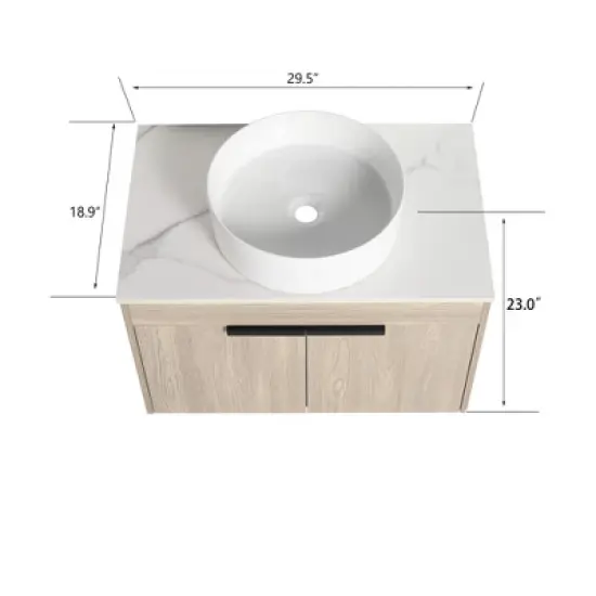 ChicFurnit 30 Inch Bathroom Vanity Modern Vanity with Sleek Design and Ample Storage for Bathroom Space, Brown, 29.5&rdquo;*18.9&rdquo;*23" image {4}