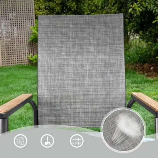 3pc Patio Dining Set with Small Square Table with Umbrella Hole & Lightweight Sling Chairs - Captiva Designs: Outdoor Furniture for Balcony image {8}