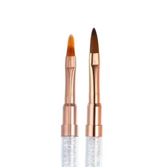 Unique Bargains Home DIY Manicure Double-Ended Nail Art Brush Rose Gold Tone 1 Pc image {2}