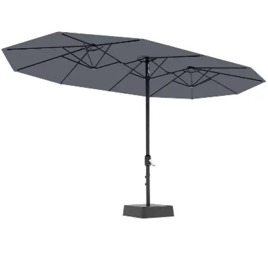 15FT Large Patio Umbrella with Base Included, Oversized Shade for 2-8 People, Double-Sided Rectangle Umbrella, Weighted Base for Pool, Deck, Backyard image {8}