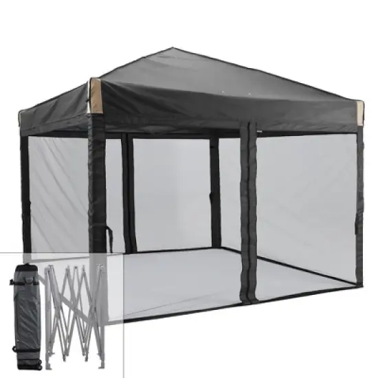 Aoodor 10' x 10' Pop Up Canopy Tent with Removable Mesh Sidewalls, Portable Instant Shade Canopy with Roller Bag image {7}