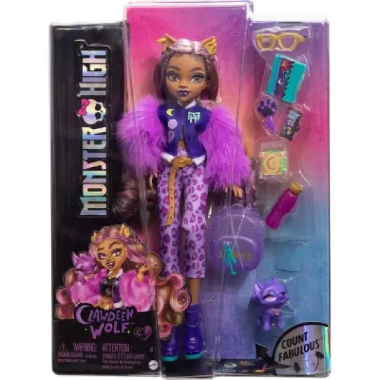 Monster High Clawdeen Wolf Fashion Doll with Pet Dog Crescent and Accessories image {5}