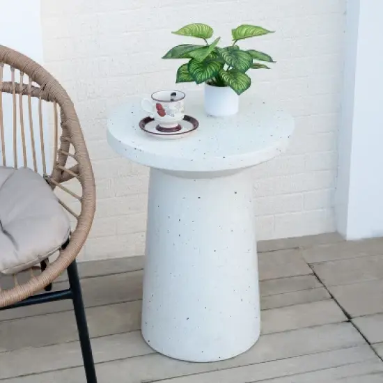 Christopher Knight Home Nikolai Outdoor Handcrafted Lightweight Concrete Side Table image {6}