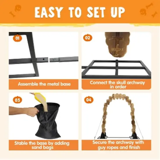 Joyfy 7.2 FT Halloween Outdoor Decorations, Scary Giant Skeleton Archway Decor, Skull Arch for Halloween Yard Garden Lawn Haunted House Decorations image {6}