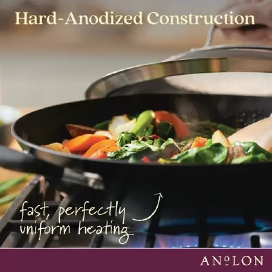 Anolon Advanced Home 14" Hard Anodized Nonstick Wok with Side Handle and Lid Onyx image {4}