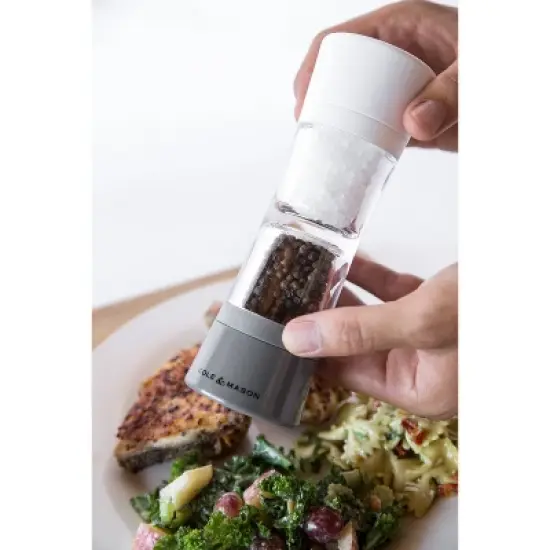 Cole & Mason 8" Lincoln Duo Salt and Pepper Grinder: Ceramic, Clear, 2 Year Warranty, 7.44" Height, 89ml Capacity image {6}