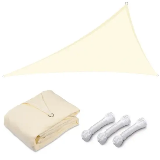 LAGarden 22Ft HDPE Triangle Sun Shade Sail image {11}
