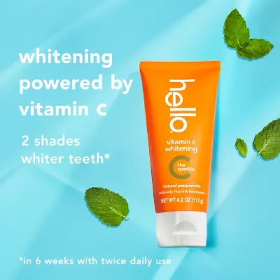 hello Vitamin C Teeth Whitening Toothpaste with Fluoride - Natural Peppermint - 4oz image {3}