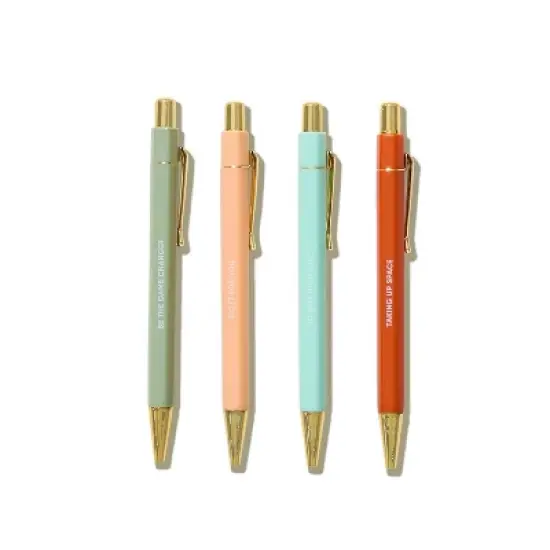 Be Rooted 4pk Ballpoint Pen Black Ink Hexagon Affirmation Sayings: Art Stationery, 1.0mm Point, Office Pens image {1}