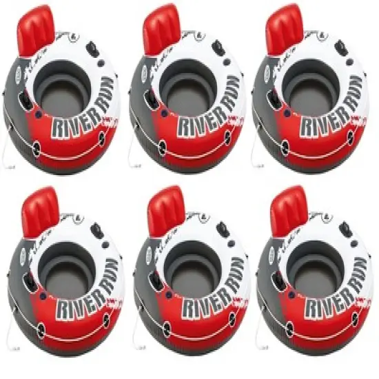 Intex Red River Run 1 Fire Edition Sport Lounge, Inflatable Water Float, 53" Diameter 6 Pack image {1}