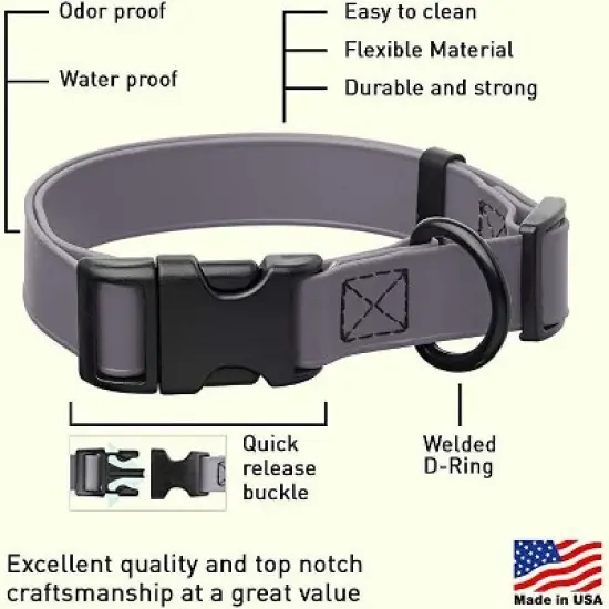 Dogline Biothane Waterproof Collar with QR Buckle Grey image {1}