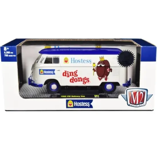 1960 Volkswagen Delivery Van "Hostess Ding Dongs" Wimbledon White w/Blue Top Ltd Ed 1/24 Diecast Model Car by M2 Machines image {2}