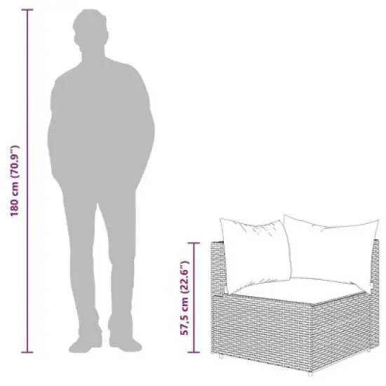 vidaXL Patio Lounge Set Grey with Anthracite cushions image {9}