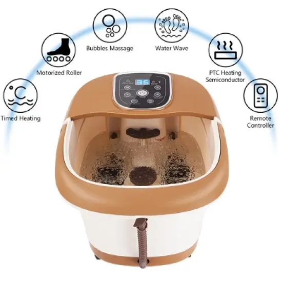 All-In-One Foot Spa Bath Massager Tem/Time Set Heat Bubble Vibration W/6 Roller image {3}