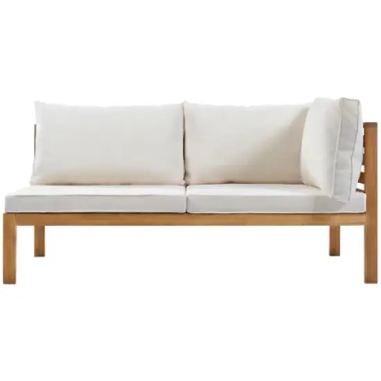 4-Pieces Outdoor Acacia Wood L-Shaped Sectional Sofa Set with Coffee Table image {7}