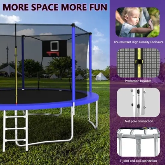 14FT Trampoline Set with Swing,Sports Fitness Trampolines with Enclosure Net, Recreational Trampolines for Outdoor Indoor image {9}