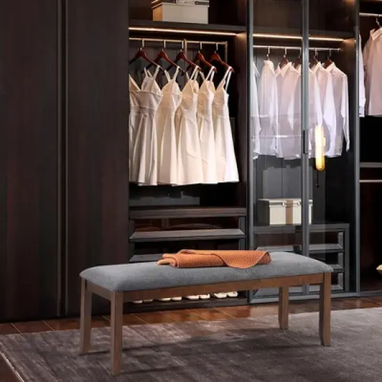 Costway Dining Bench Upholstered Entryway Bench Footstool Kitchen w/ Wood Legs image {2}