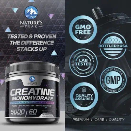 Creatine Powder 5000mg (5g) - Pure Micronized Creatine Monohydrate Supplement Unflavored, Keto Friendly - Creatine Nutritional Supports - 60 Servings image {3}