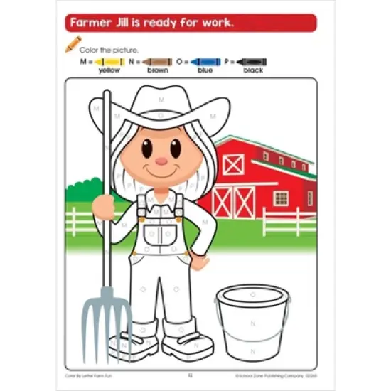 School Zone Color by Letter Farm Fun Workbook - (Paperback) image {2}