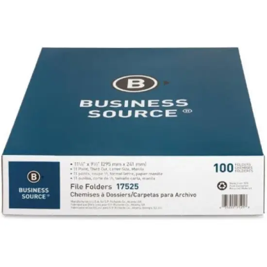Business Source 1/3 Tab Cut Letter Top Tab File Folder Off White image {2}
