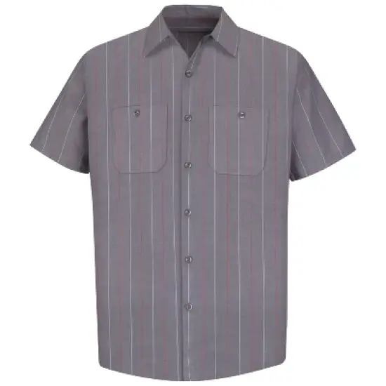 Red Kap&reg; Men's Short Sleeve Industrial Stripe Work Shirt image {1}