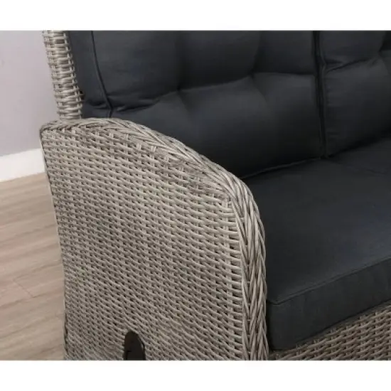 Monaco Outdoor 2 Seat Reclining Bench - Gray - Alaterre Furniture image {5}