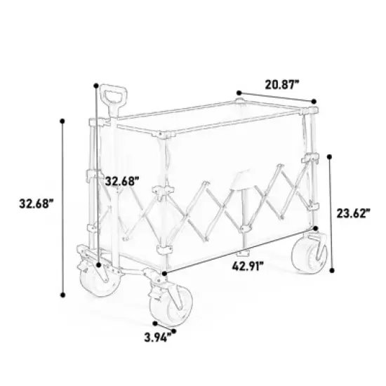 DSVIMOY Foldable Extended Wagon with 220lbs Weight Capacity, 300L Folding Utility Garden Cart with Drink Holders, Blue, 42.91"*20.87"*32.68" image {2}