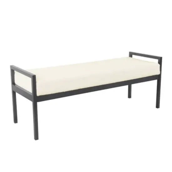 Modern Metal Sherpa Bench Cream - HomePop image {1}