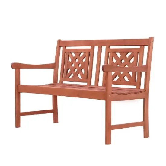 Vifah 3pc Malibu Eucalyptus Outdoor Patio Dining Set with 48" Benches Tan image {2}